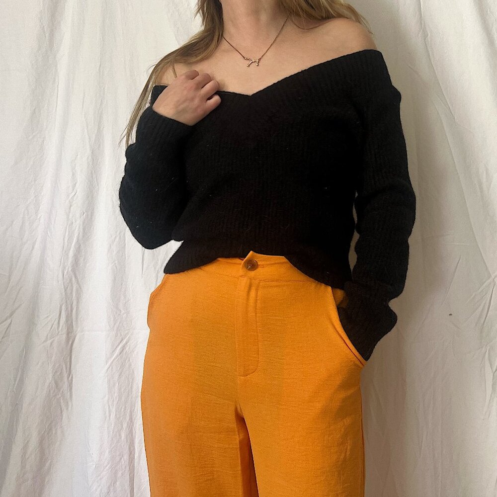 Sexy Off Shoulder Ribbed H&M Sweater